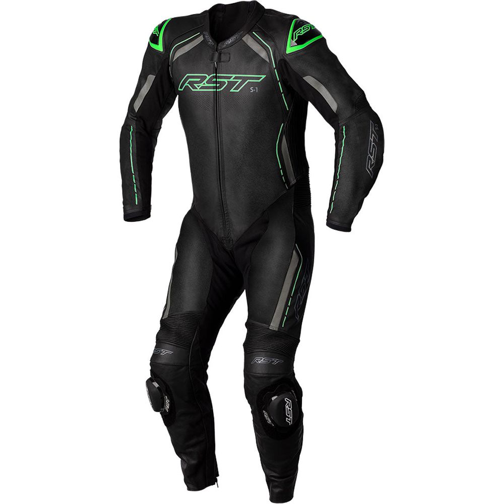 RST S1 CE One Piece Leather Suit Black / Grey / Neon Green