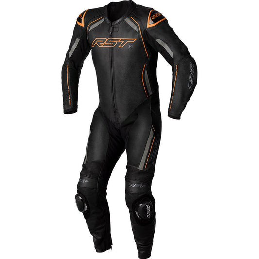 RST S1 CE One Piece Leather Suit Black / Grey / Neon Orange