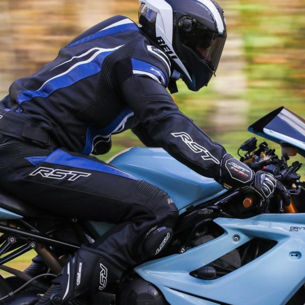 RST Tractech Evo 5 CE Leather Jacket Blue / Black / White